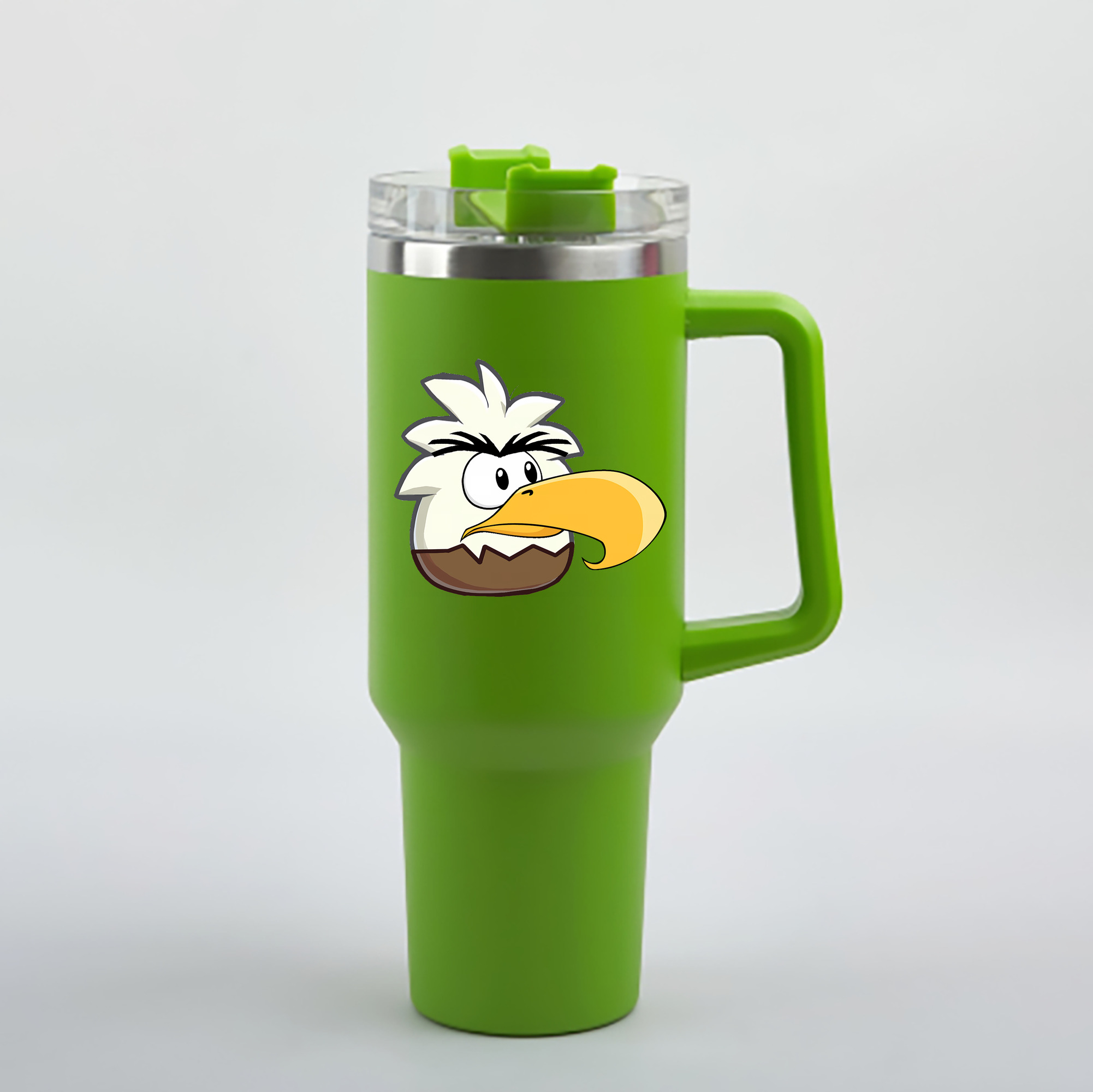 （画像用） Angry Birds アングリーバード 1200mL車用タンブラー - クリスタルステッカー（プラスチックストロー付き）